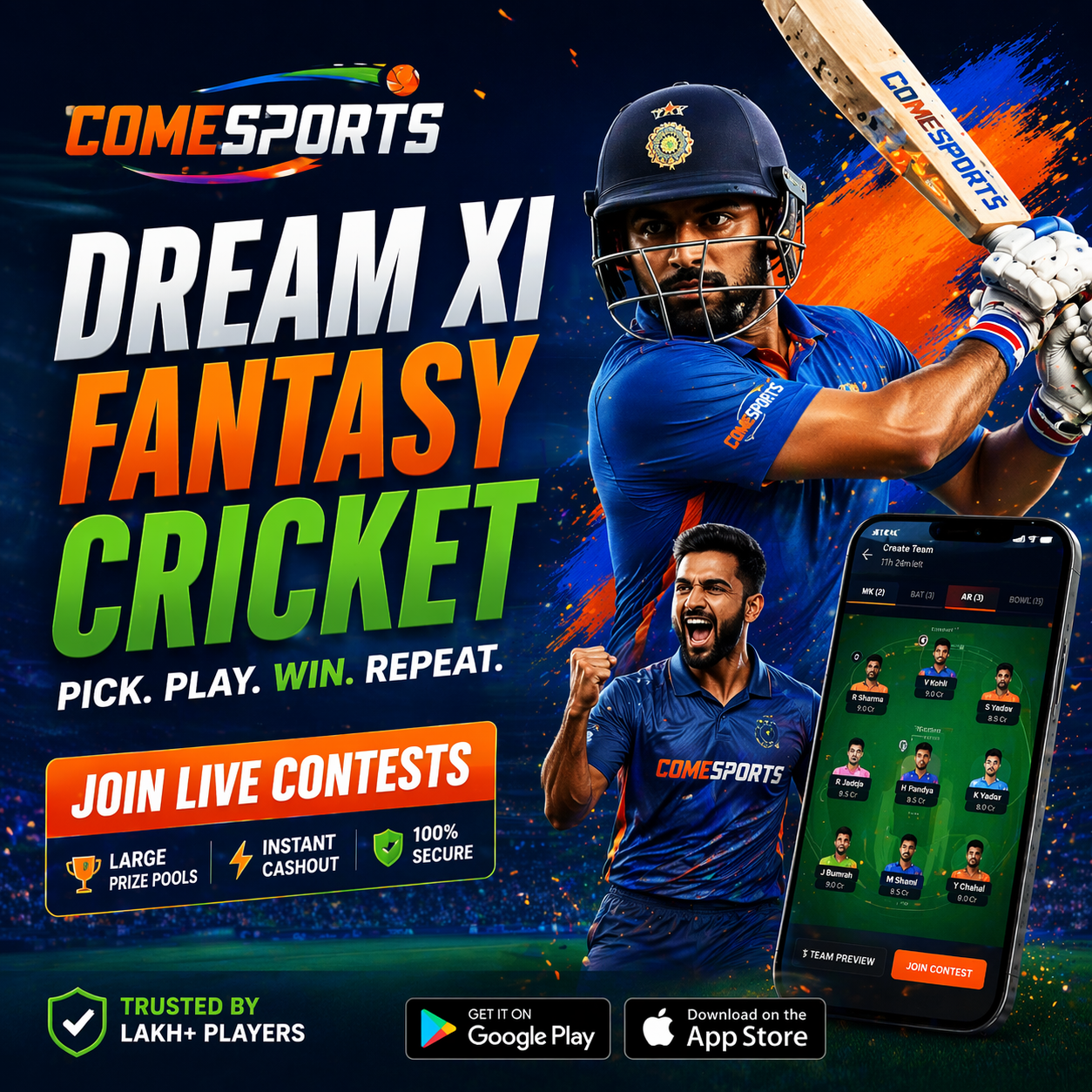 COME TO WIN fantasy sports main visual