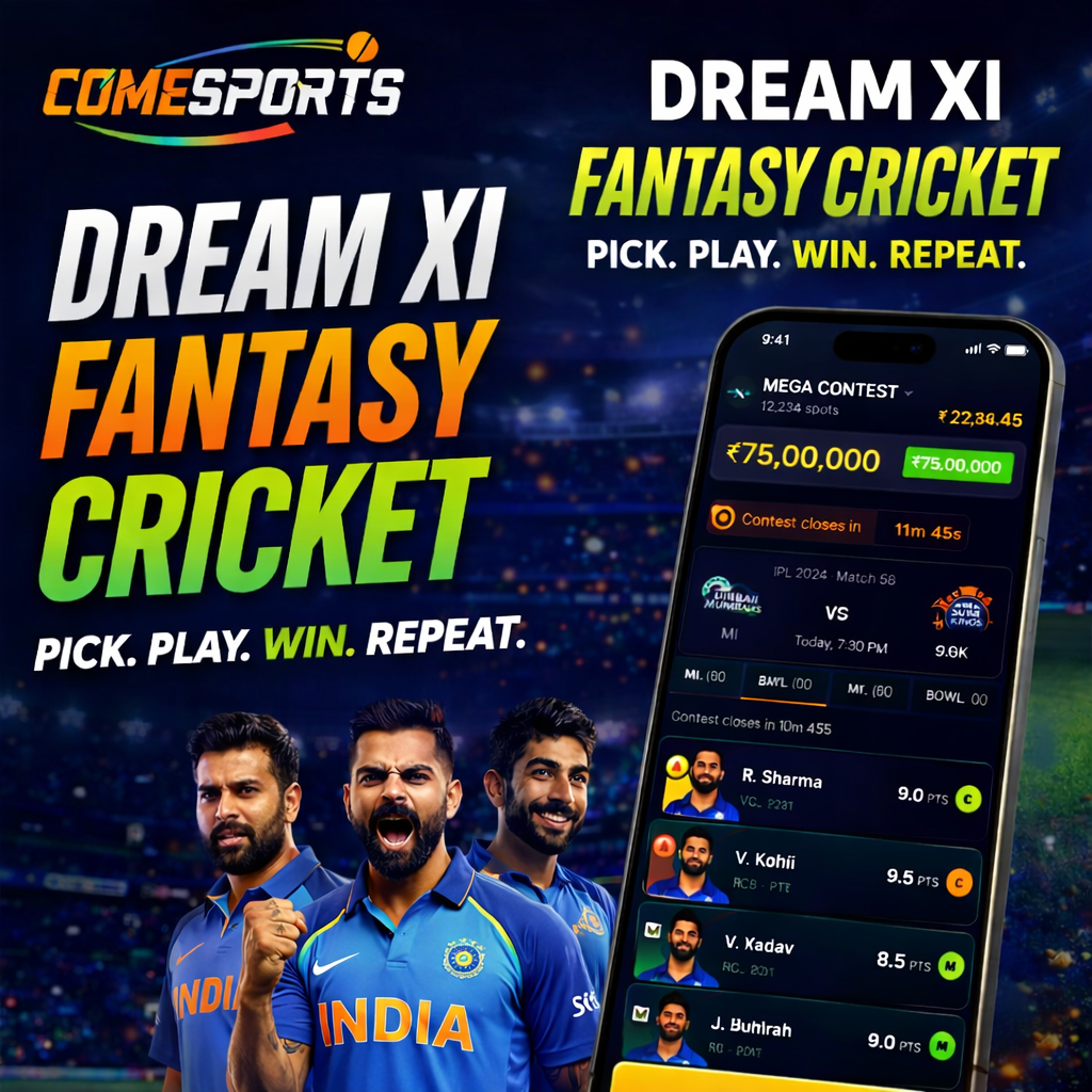 COME TO WIN fantasy cricket challenge visual