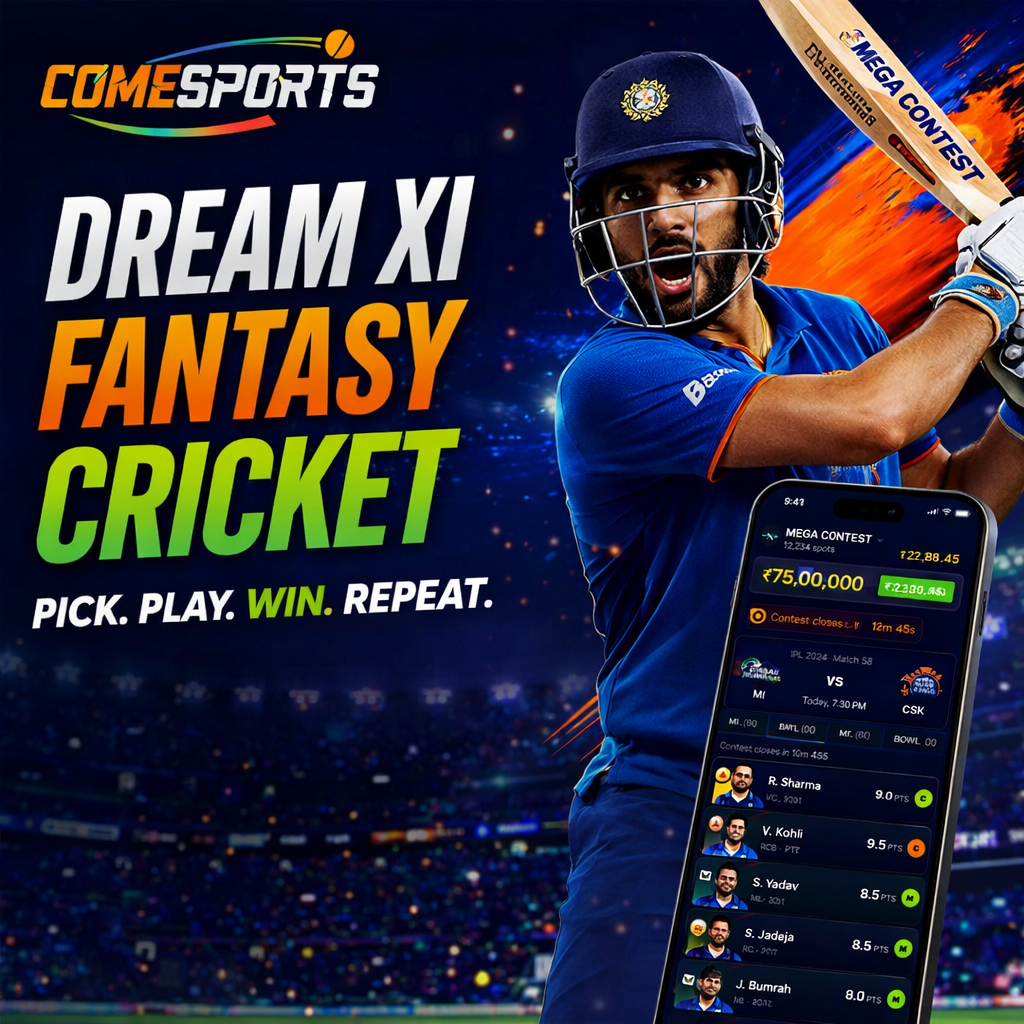 COME TO WIN Dream XI fantasy cricket ad visual